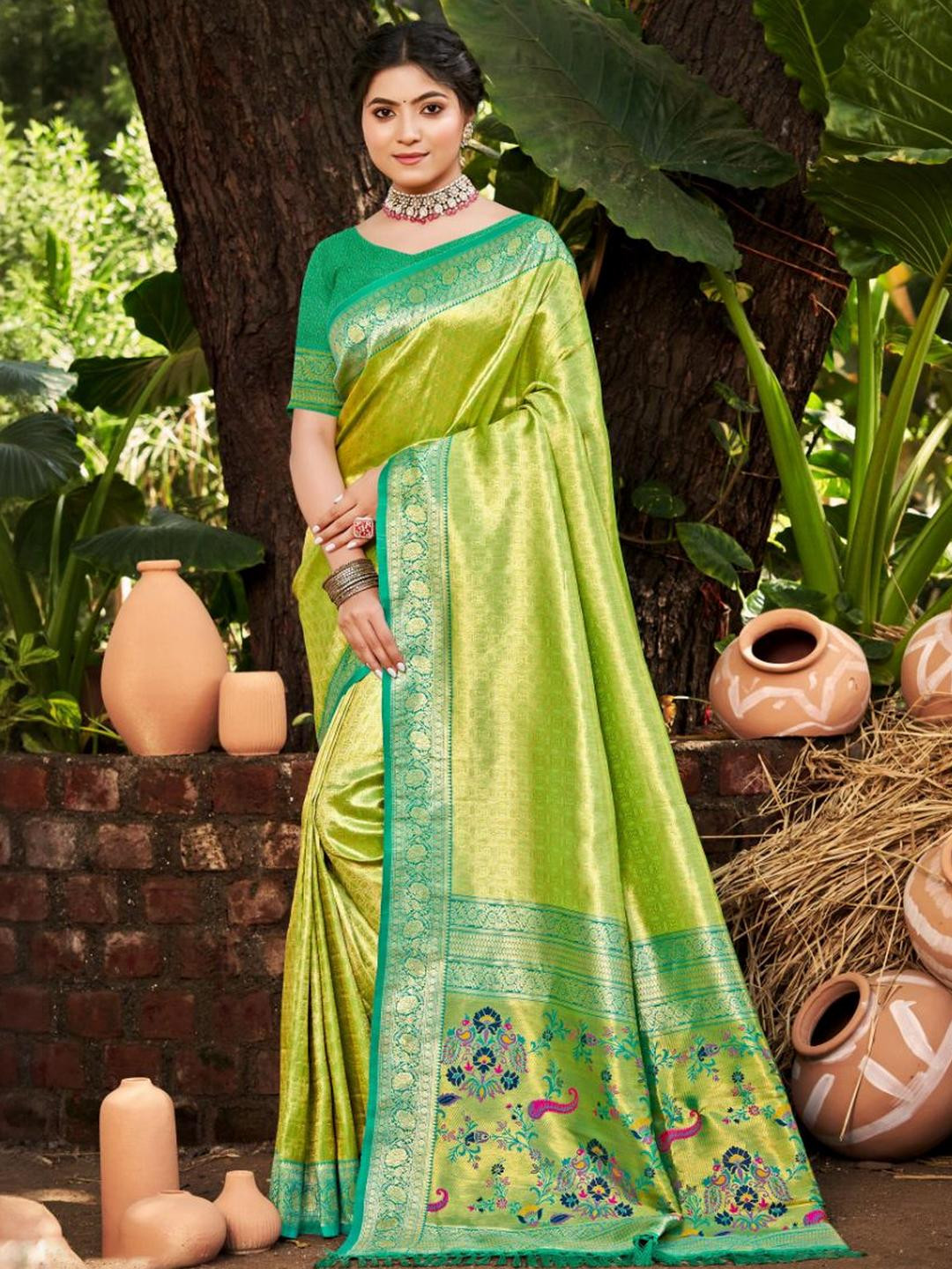 DEVATITHI Multi Color kanjivaram silk Saree
