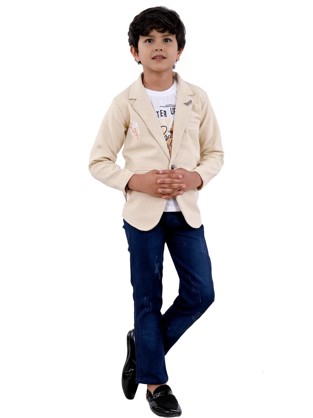 RICHIE RICH Boys Ribbed Notched Lapel Single-Breasted Blazer