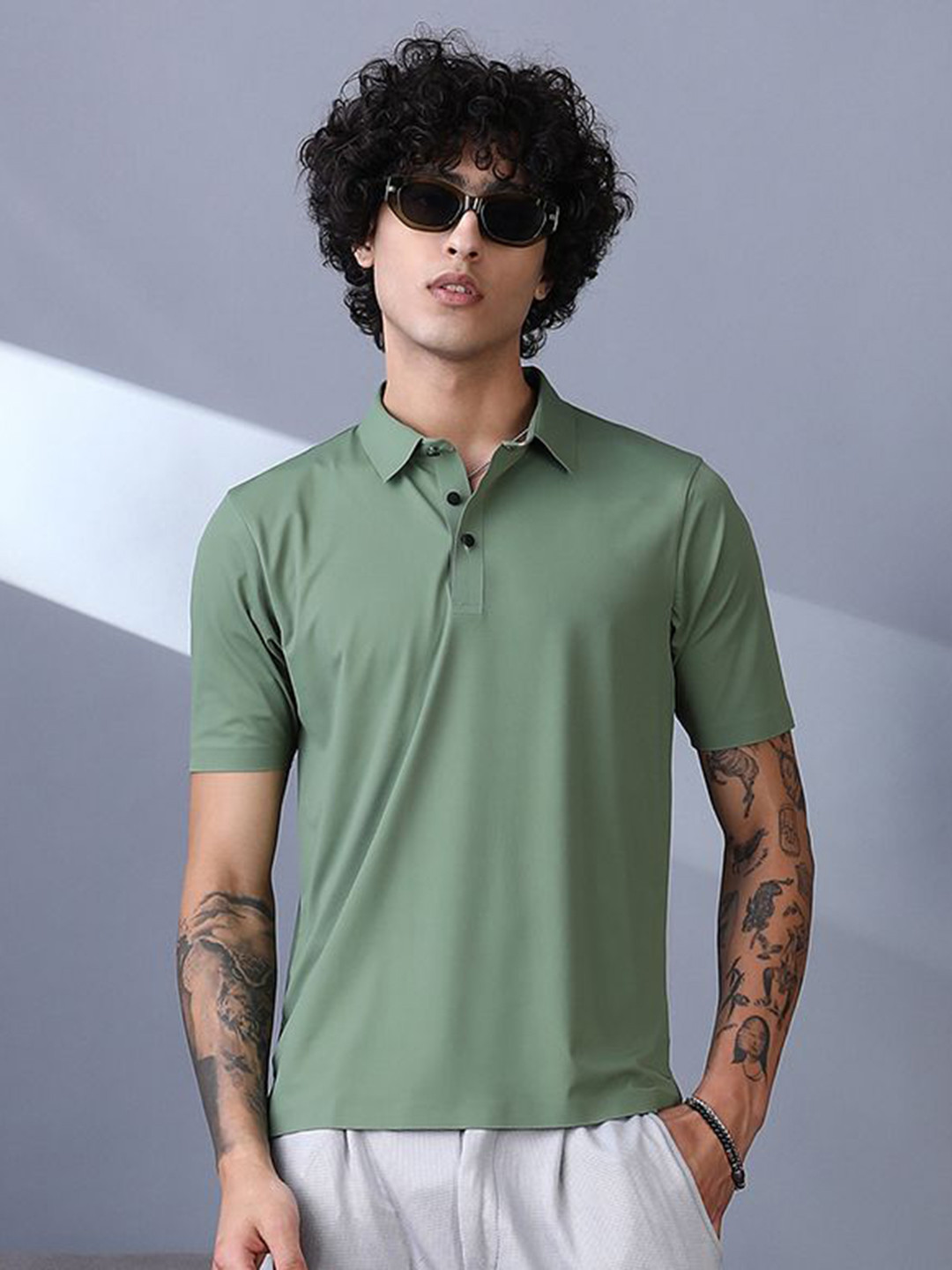 Campus Sutra Men Touchgrain Polo Collar T-shirt