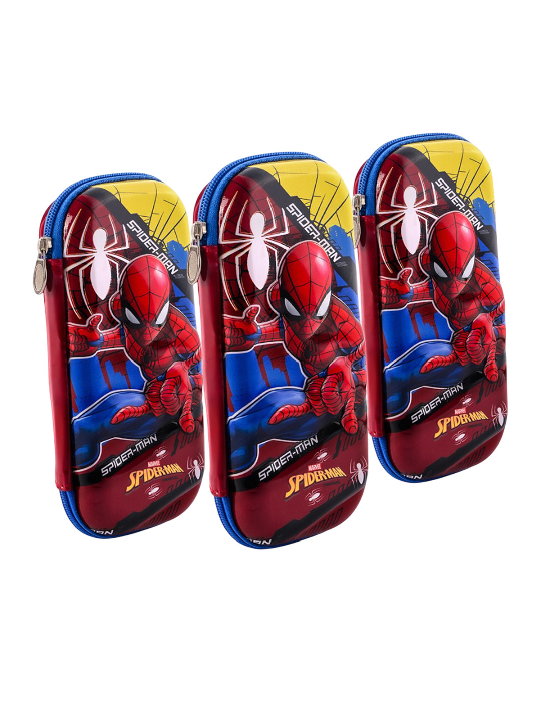 YK Boys Set Of 3 Spider Man Printed Waterproof 3D Pencil Box