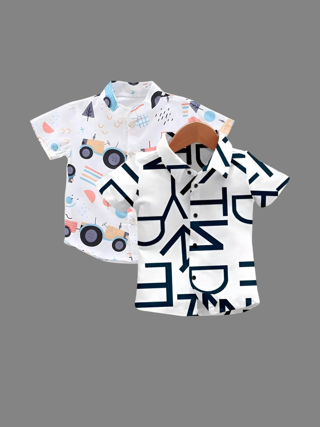 DUTT CREATION Pack Of 2 Piece Boys Trandy Printed Cotton Blend Shirt