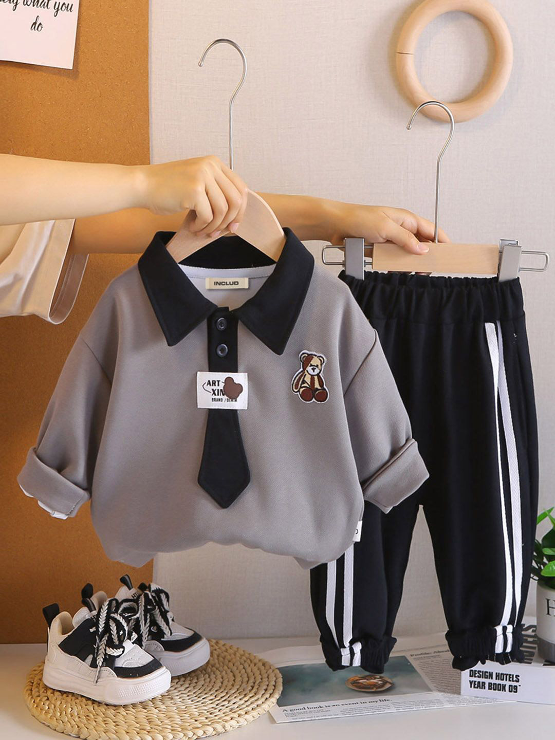 INCLUD Boys Polo Collar Sweatshirt & Joggers