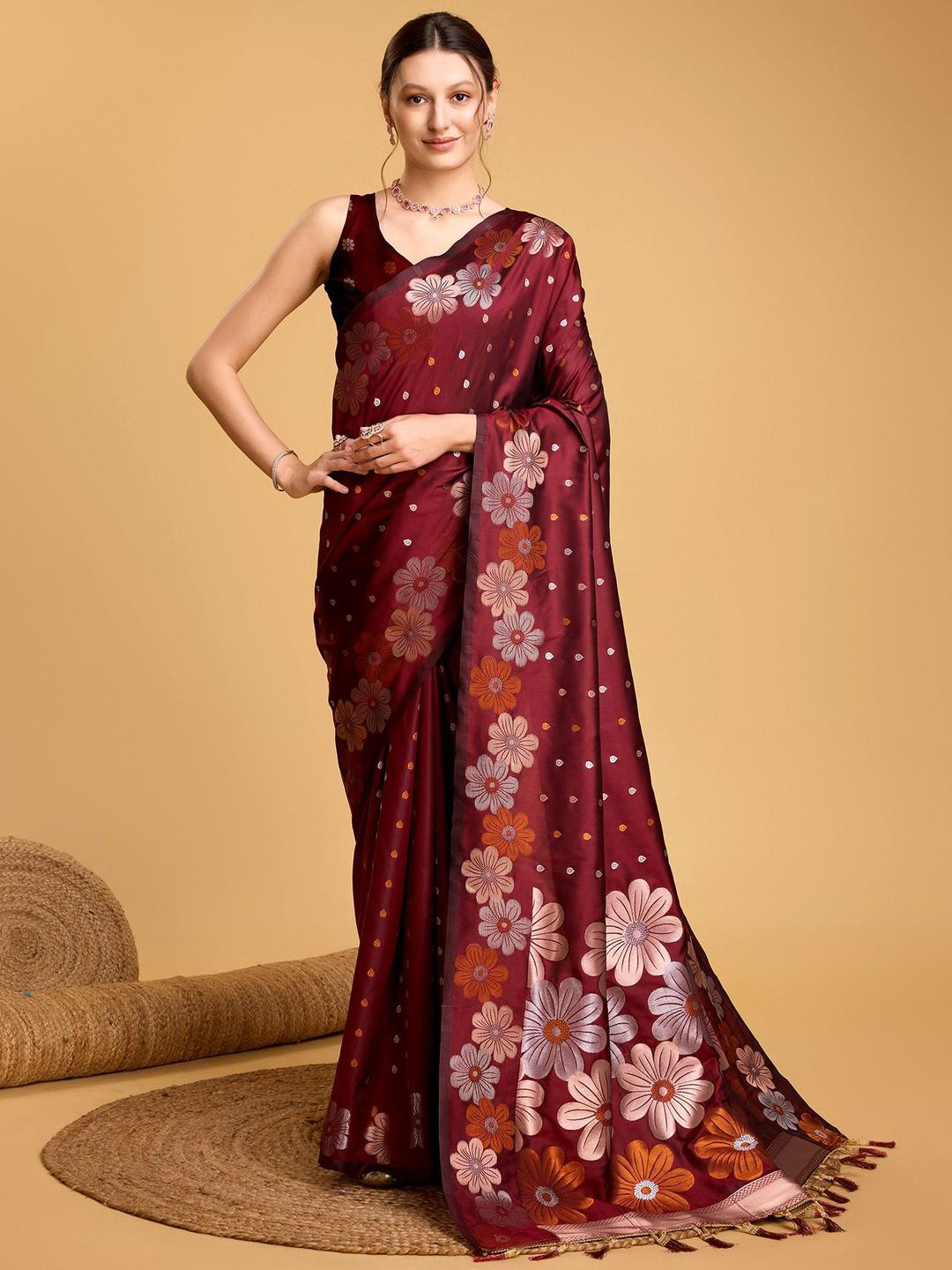 KALINI Soft Silk Saree With Unstitched Blouse Piece