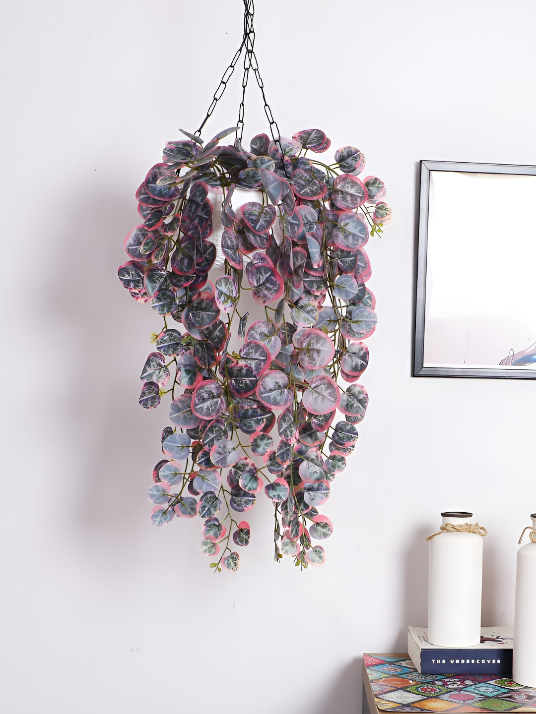 Home Bloom Purple 2 Pieces Hanging Artificial Plants