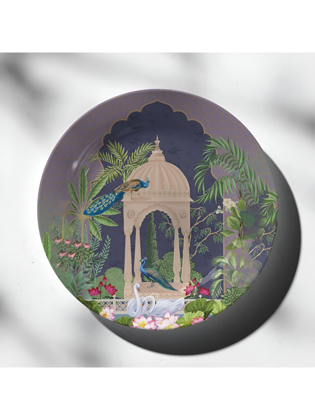 DESSINE ART Green & Grey Grandeur of Gulistan Printed Decorative Wall Plate