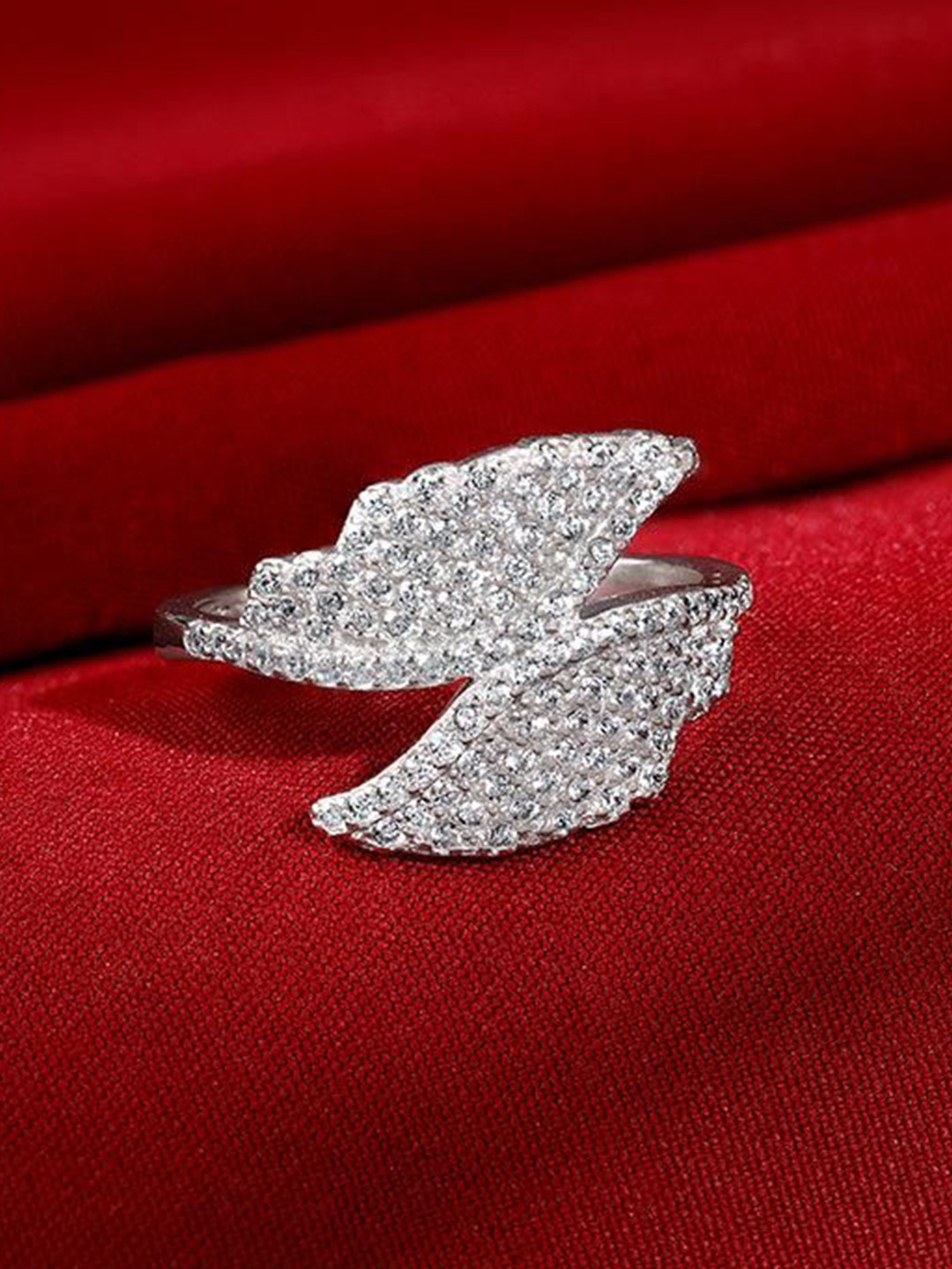 GIVA Silver Feather Ring