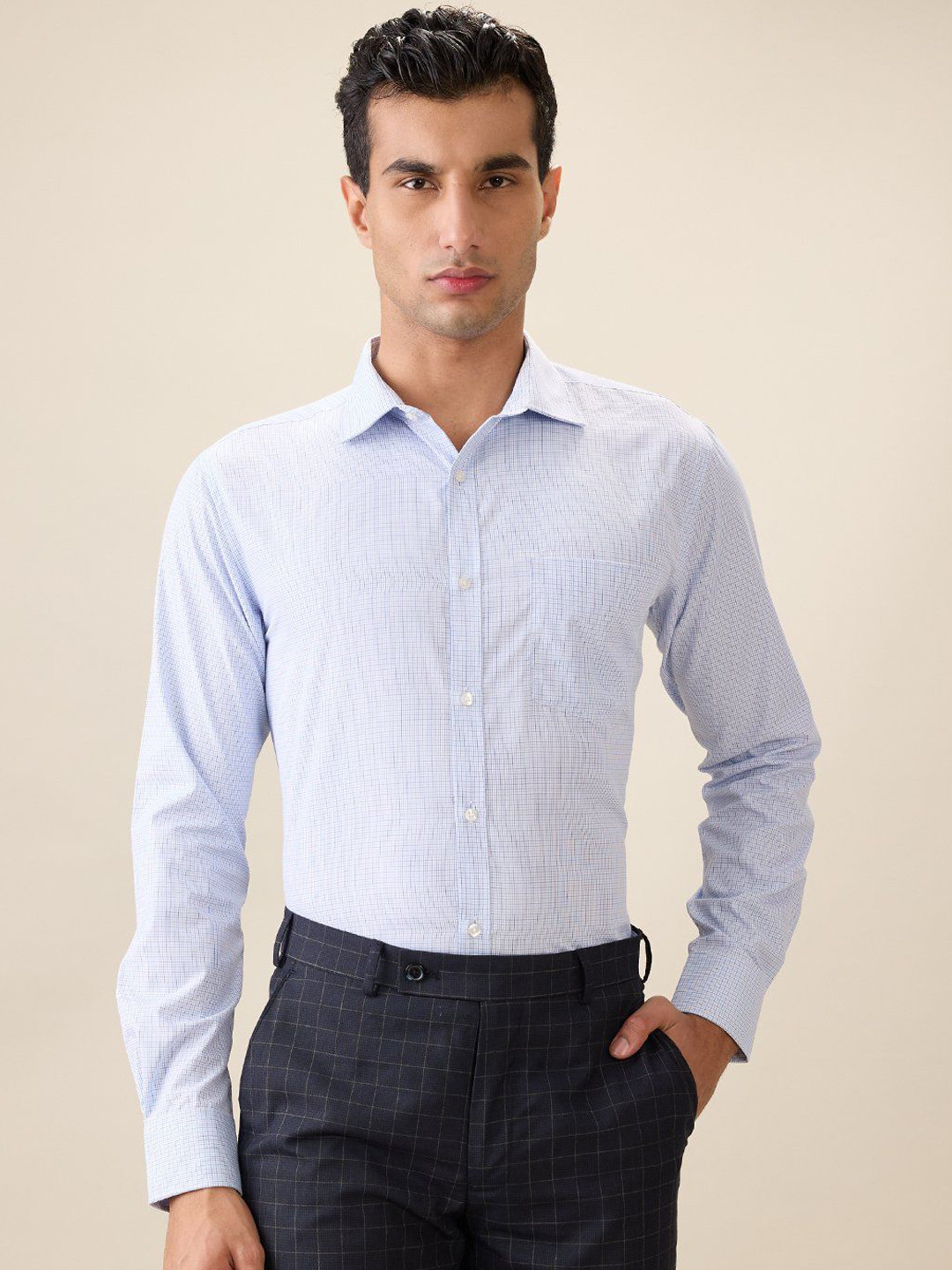 Park Avenue Slim Fit Cotton Blend Semi Cut Away Collar Shirt