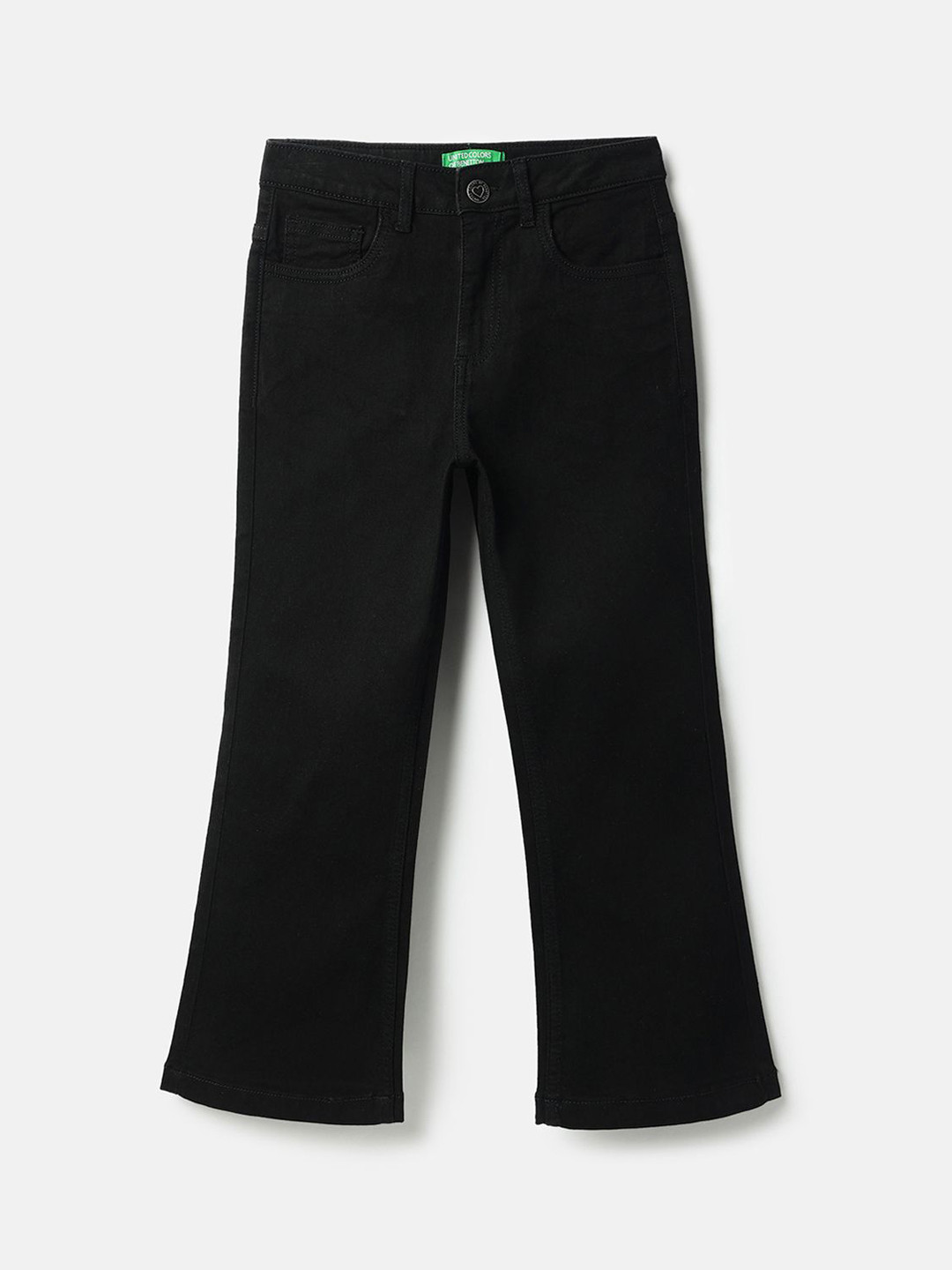 United Colors of Benetton Girls Bootcut Mid-Rise Clean Look Jeans
