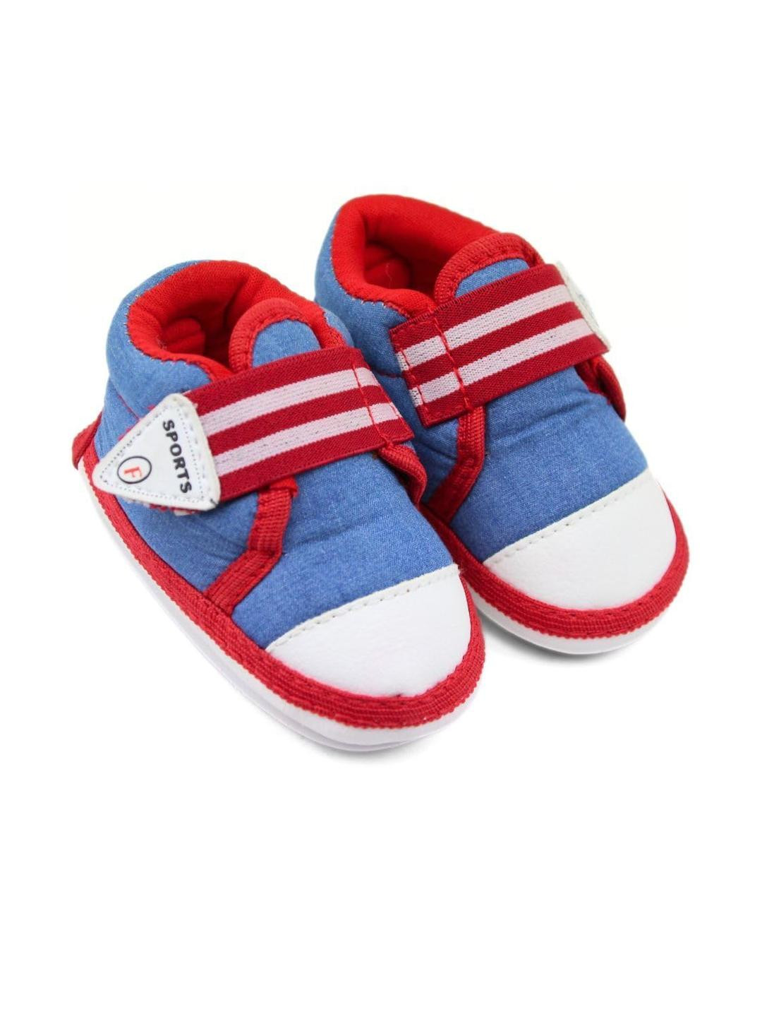 NESKA MODA Unisex Navy Blue & Red Chu Chu Musical Cotton Booties