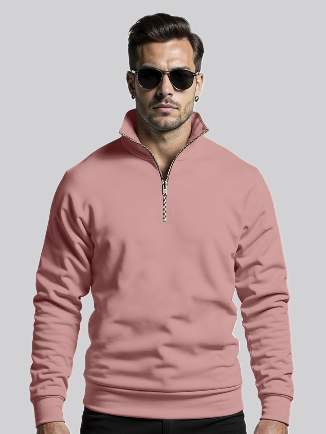 Fashion And Youth Men Half Zipper Pullover Sweatshirt