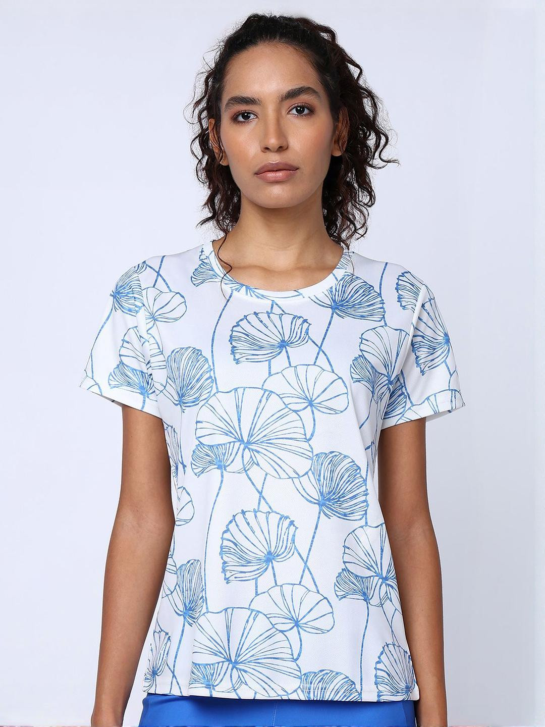 UMILDO Floal Printed Short Sleeves Round Neck Dri-FIT T-shirt