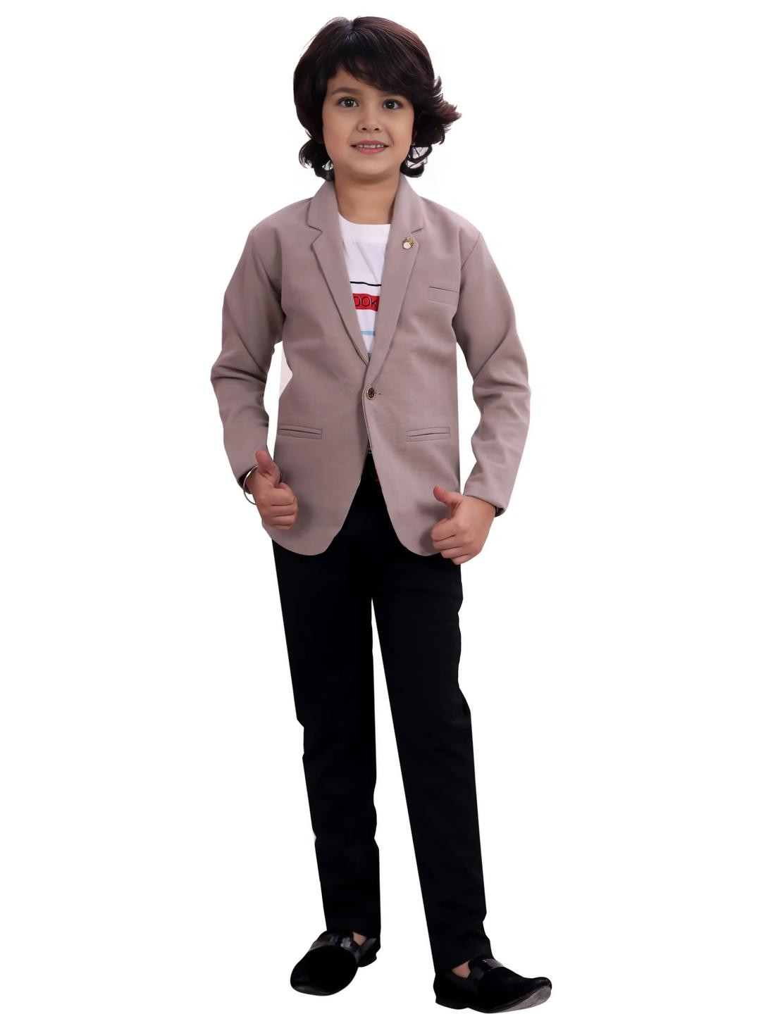 RICHIE RICH Boys Grey Solid Blazer