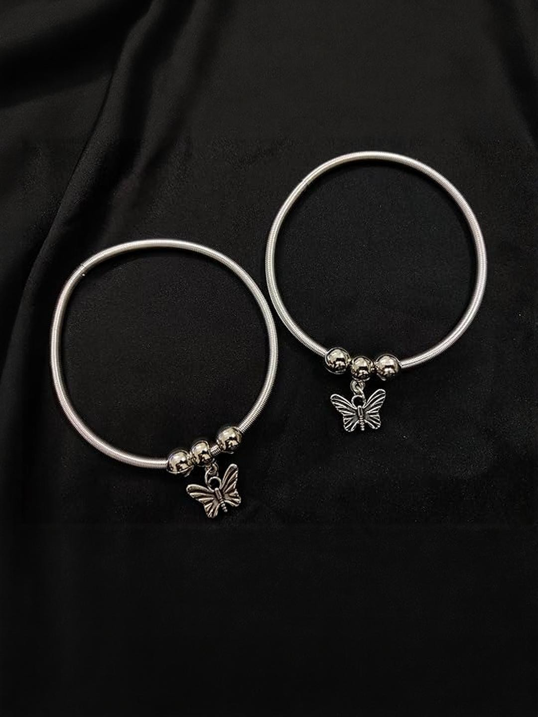 Lovemi Movements Women Silver Spring Anklet with Butterfly Charms