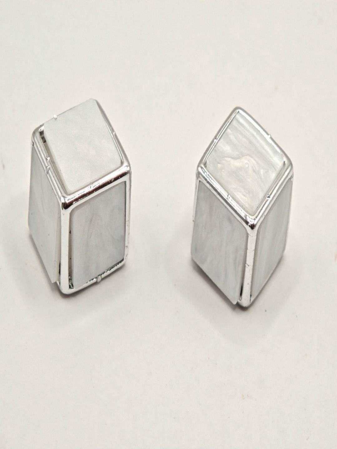 SAPRAA TRENDS Silver-Plated Anti Tarnish Square Shaped Studs