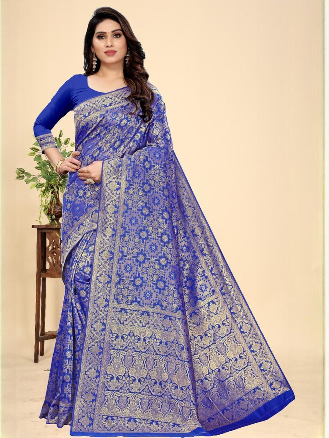 Kevami Fashion Woven Banarasi Silk Blend Saree