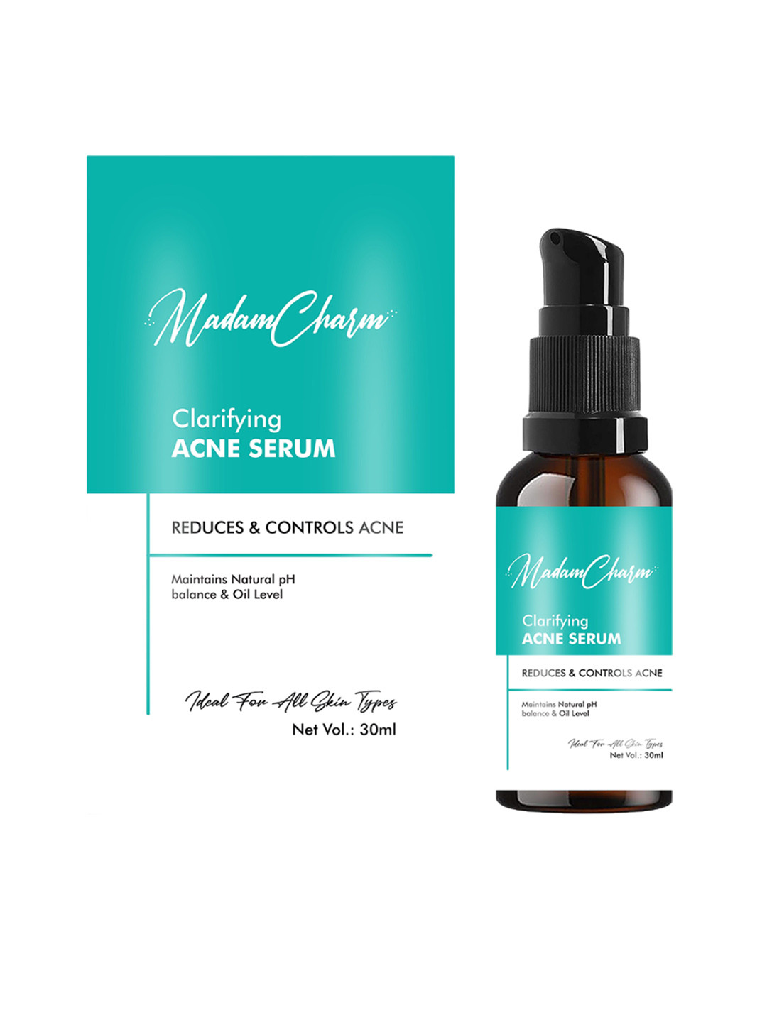 MADAMCHARM Acne Serum With 2% Salicylic Acid, Niacinamide, Green Tea Extract - 30 ml