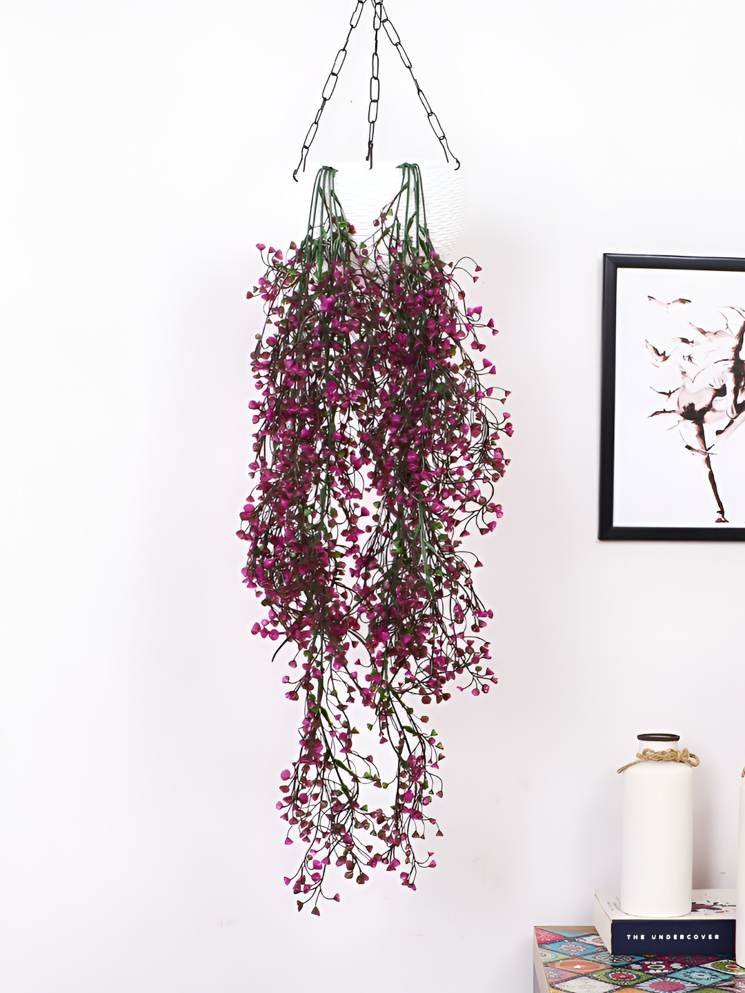 Home Bloom Purple & Green 2 Pieces Hanging Artificial Plants