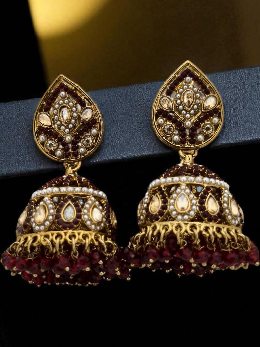 BFC - BUY FOR CHANGE Gold Plated Beads & Stones Jhumka Earrings