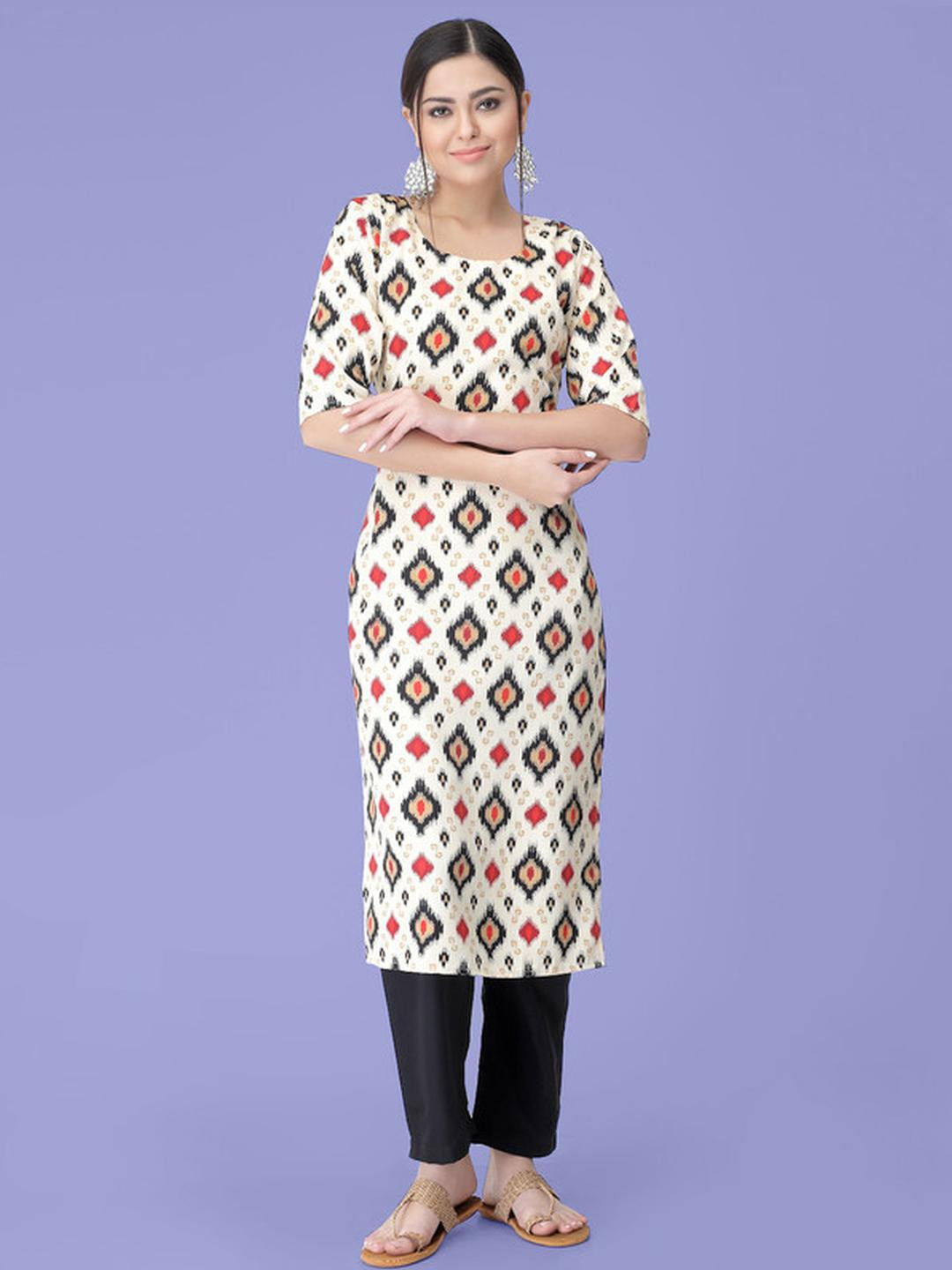 Ethnic basket Women Multicoloured Poly Crepe Kurta Sets