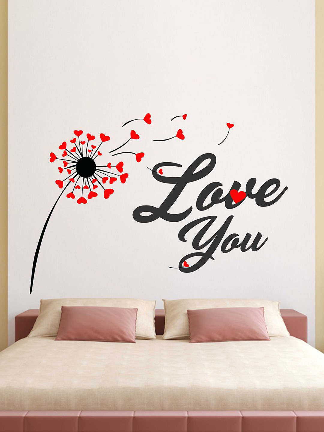 LANSTICK Red & Black Flower With Love Wallsticker