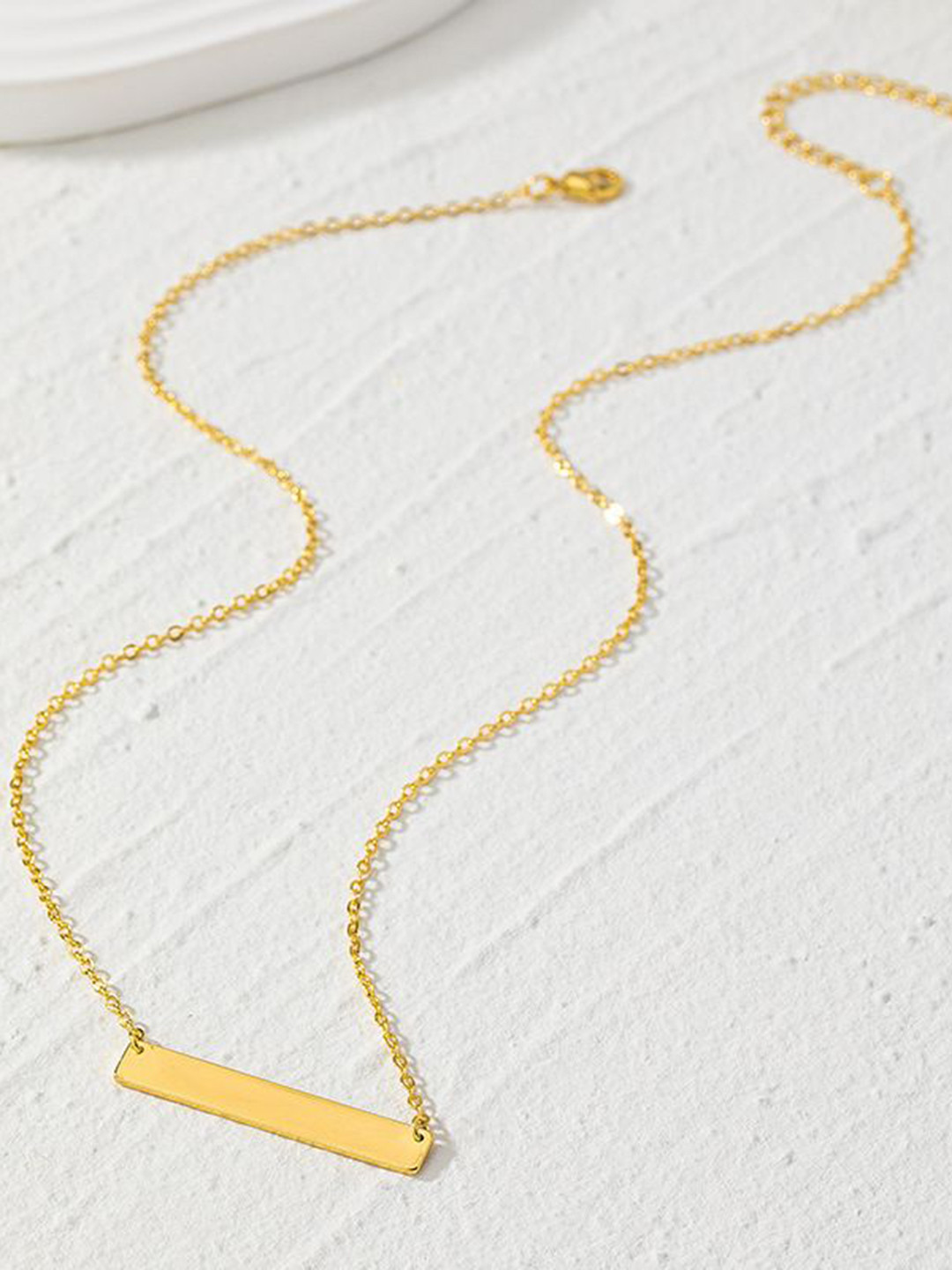 MYKI Men Stainless Steel Gold-Plated Geometric Printed Pendant With Chain