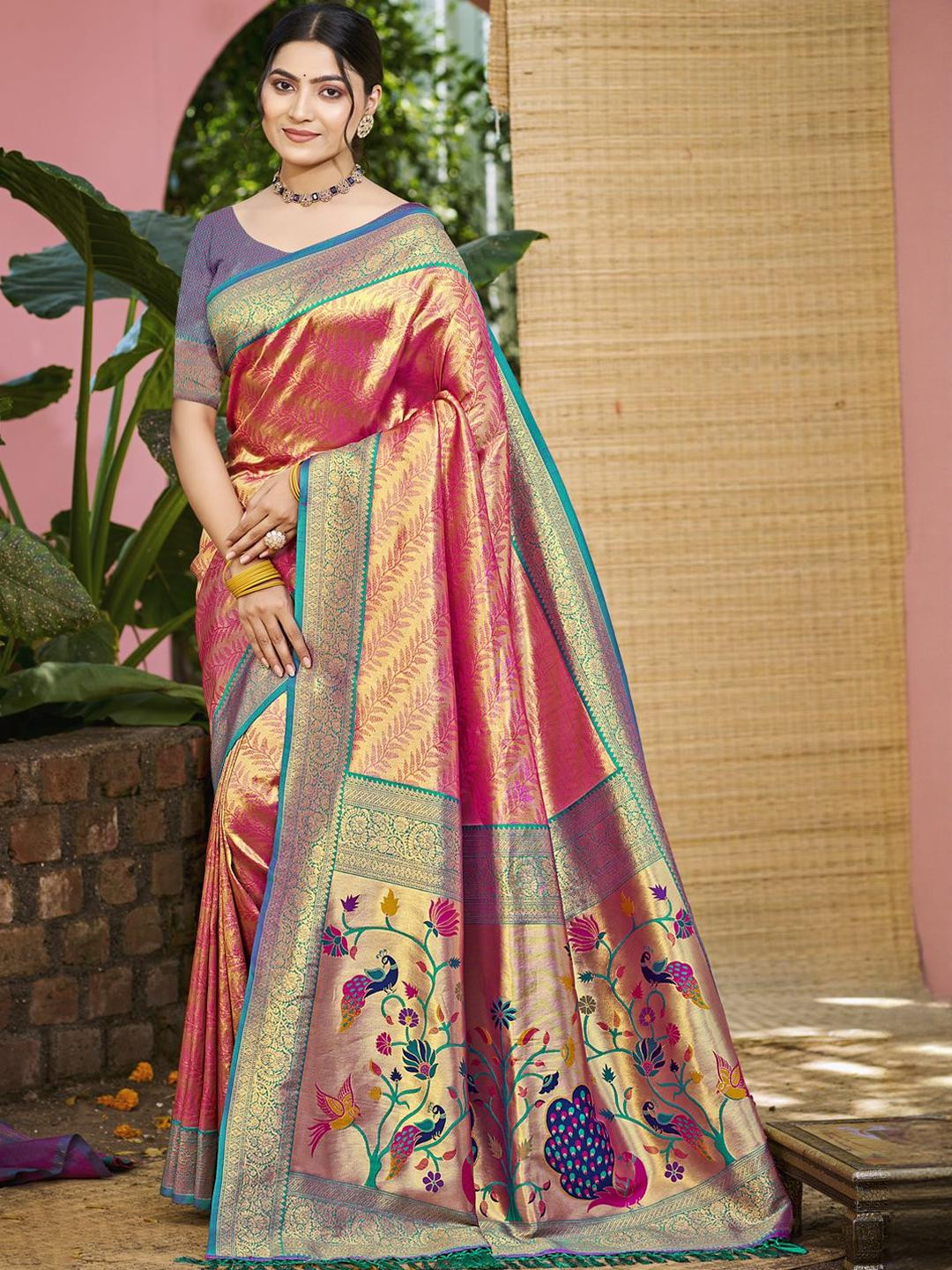 DEVATITHI Woven Design Zari Multi Color kanjivaram Silk Saree