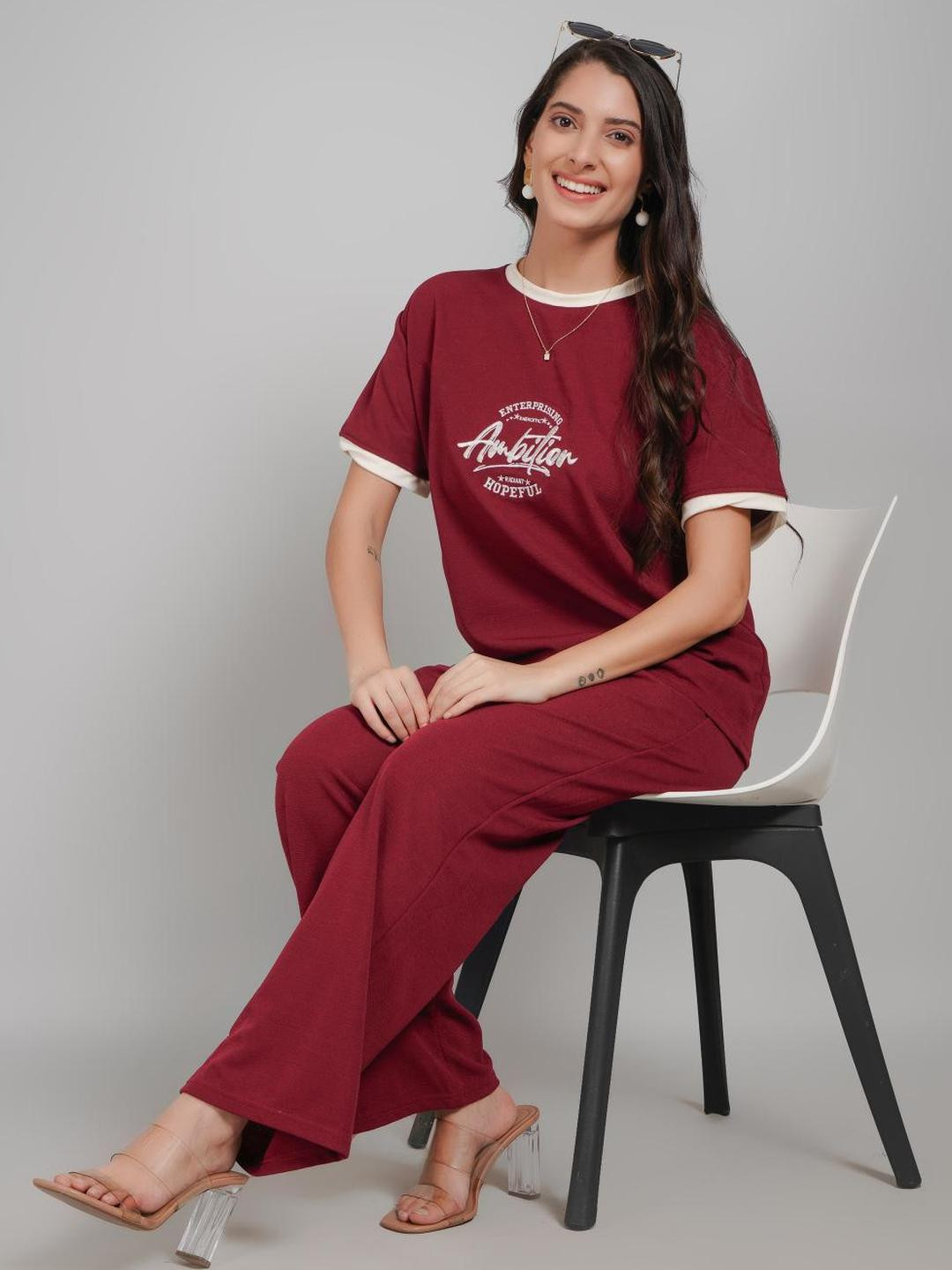 Stem Rope Women Printed Top With Palazzos