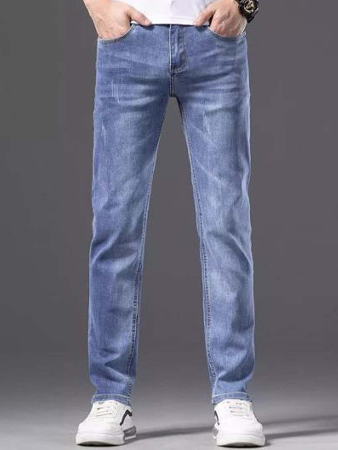 StyleCast x Revolte Men Straight Fit Mid-Rise Light Fade Stretchable Jeans