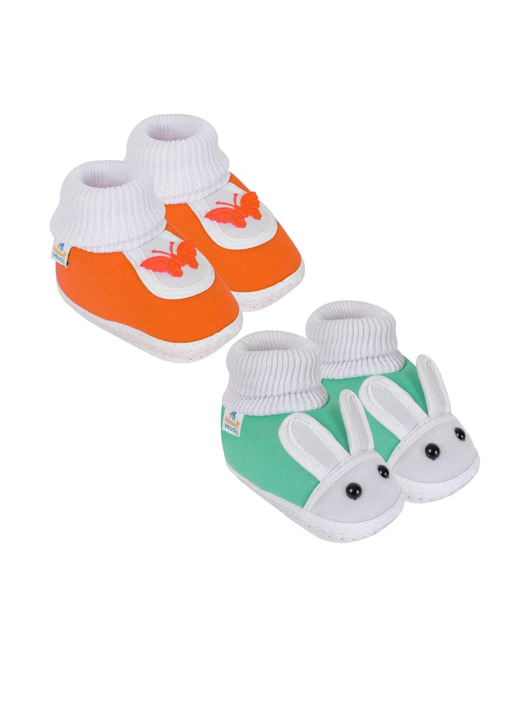 NESKA MODA Kids Set Of 2 Butterfly & Rabbit Cotton Lace Booties