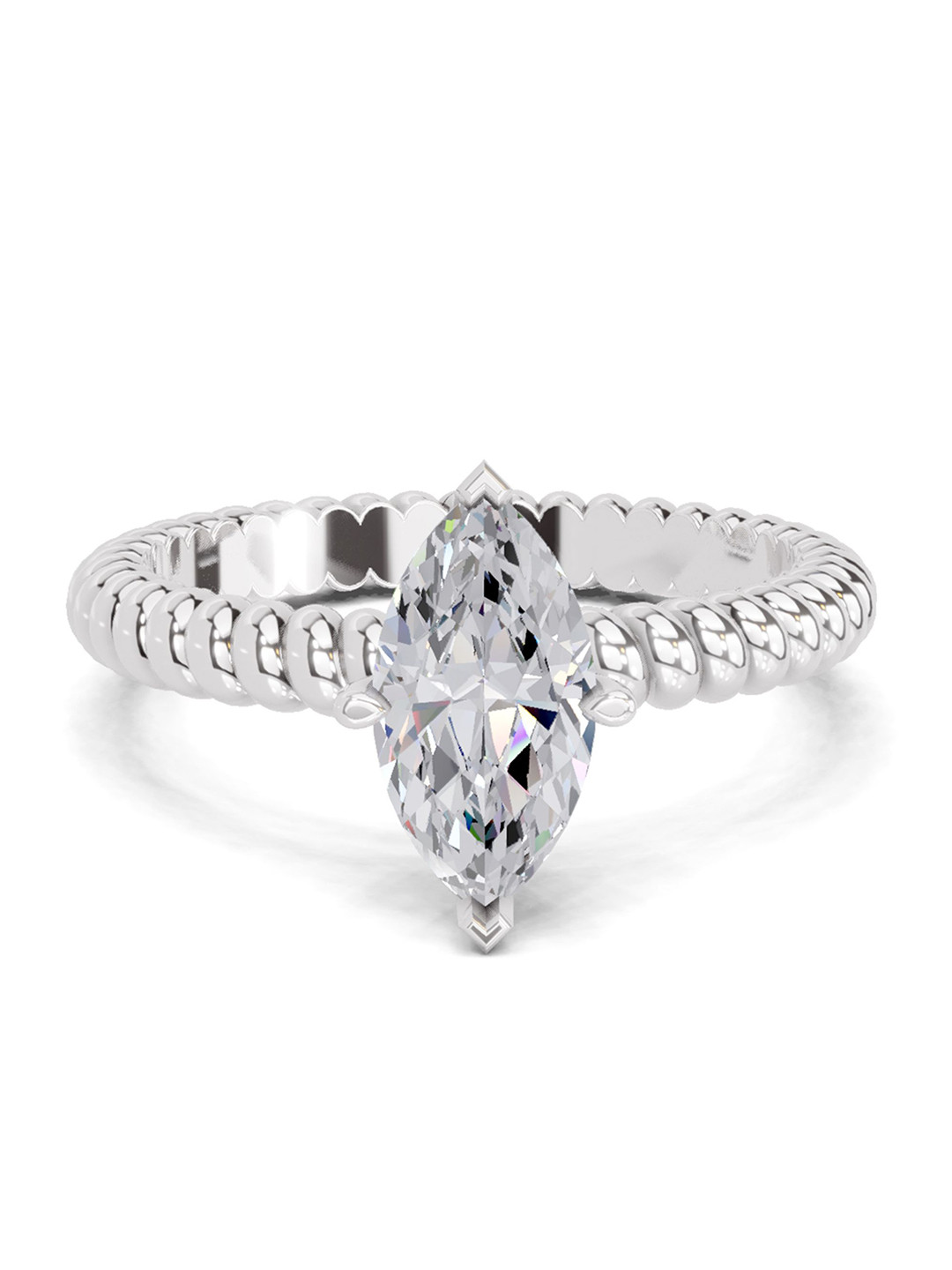 Sparkles Women 14K White Gold Lab Grown Diamond 1.25 Carat Marquise Shape Diamond Ring