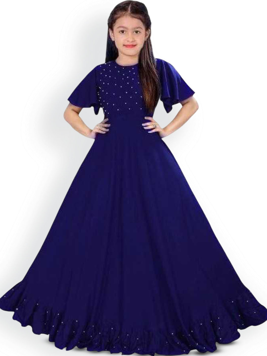 4JSTAR Embellished Flared Sleeve Maxi Dress
