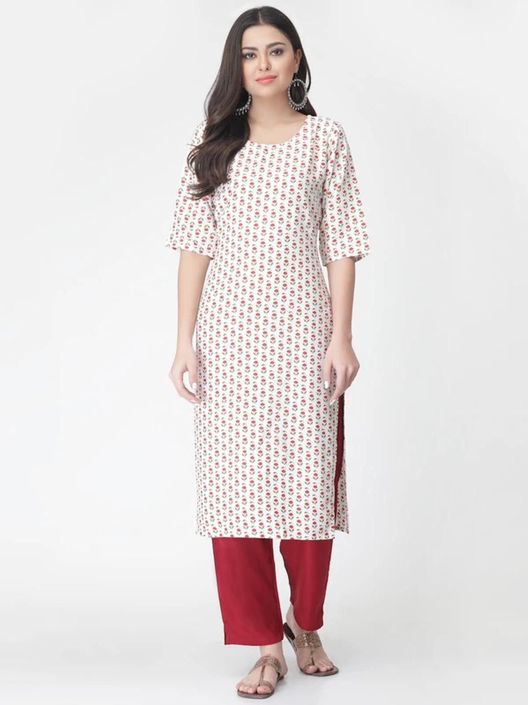 Ethnic basket Women Multicoloured Poly Crepe Kurta Sets
