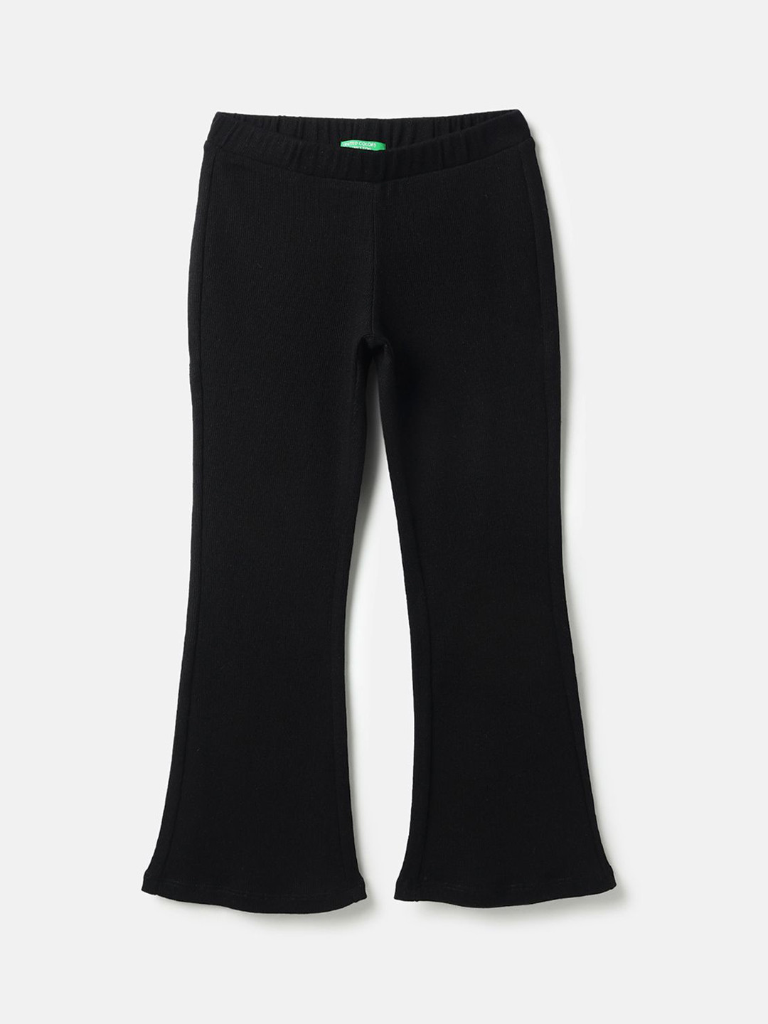 United Colors of Benetton Girls Self Design Mid-Rise Flared Ankle-Length Leggings