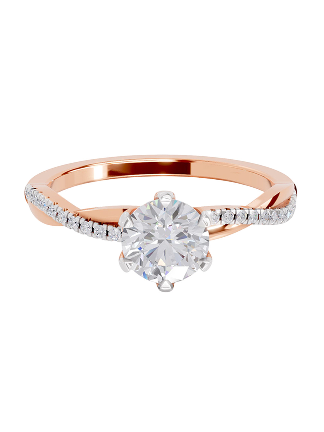 Sparkles Women 14K Rose Gold Lab Grown 0.9 Ct Round Shape Diamond Ring - 2.29 gm