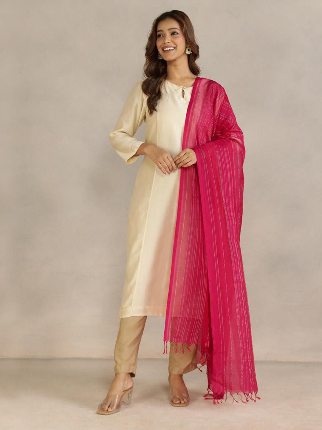 Fabindia Striped Cotton Silk Dupatta