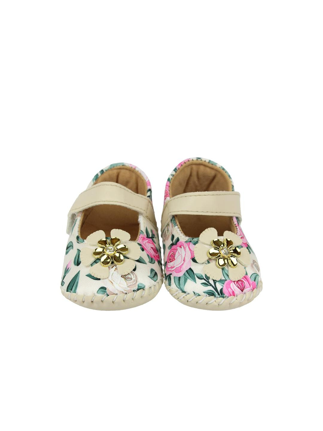 NESKA MODA Girls Beige Cotton Booties