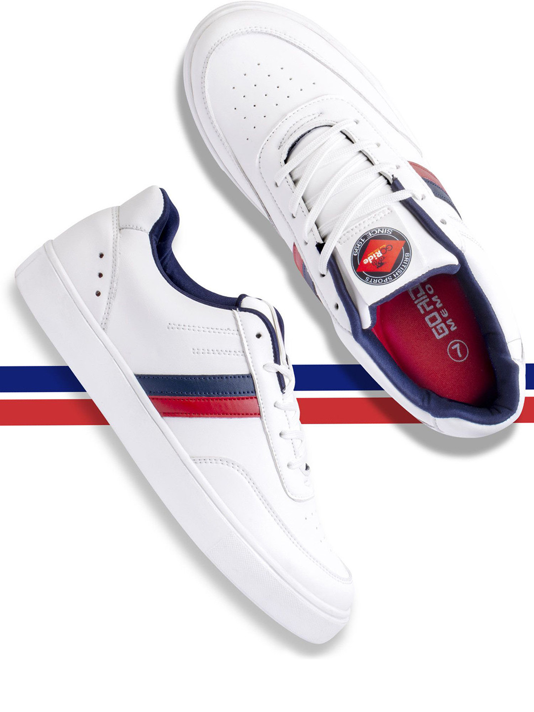 GO RIDE Men White Leather Walking Shoes