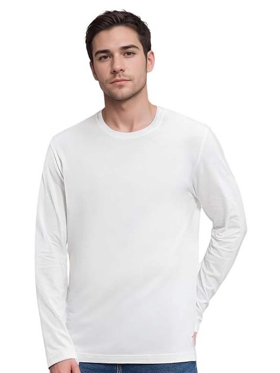 TESON Men Solid Round Neck Cotton T-shirt