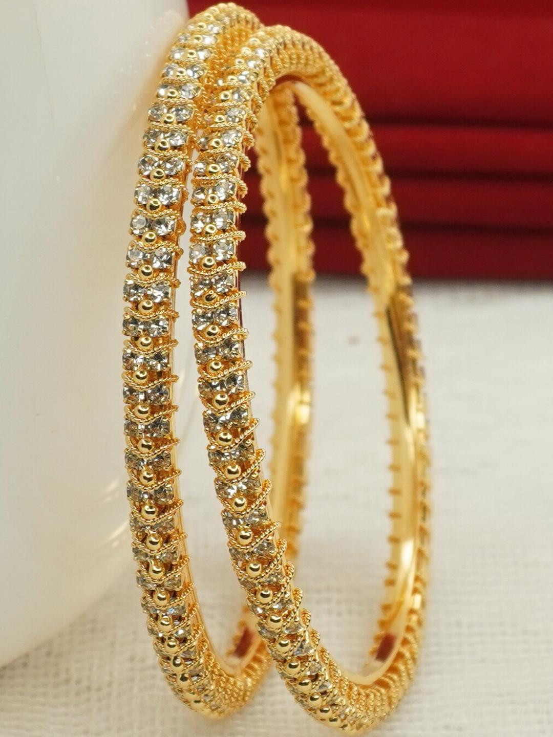 Panini jewels Set Of 2 Gold-Plated Alloy American Diamond Vilandi Bangles