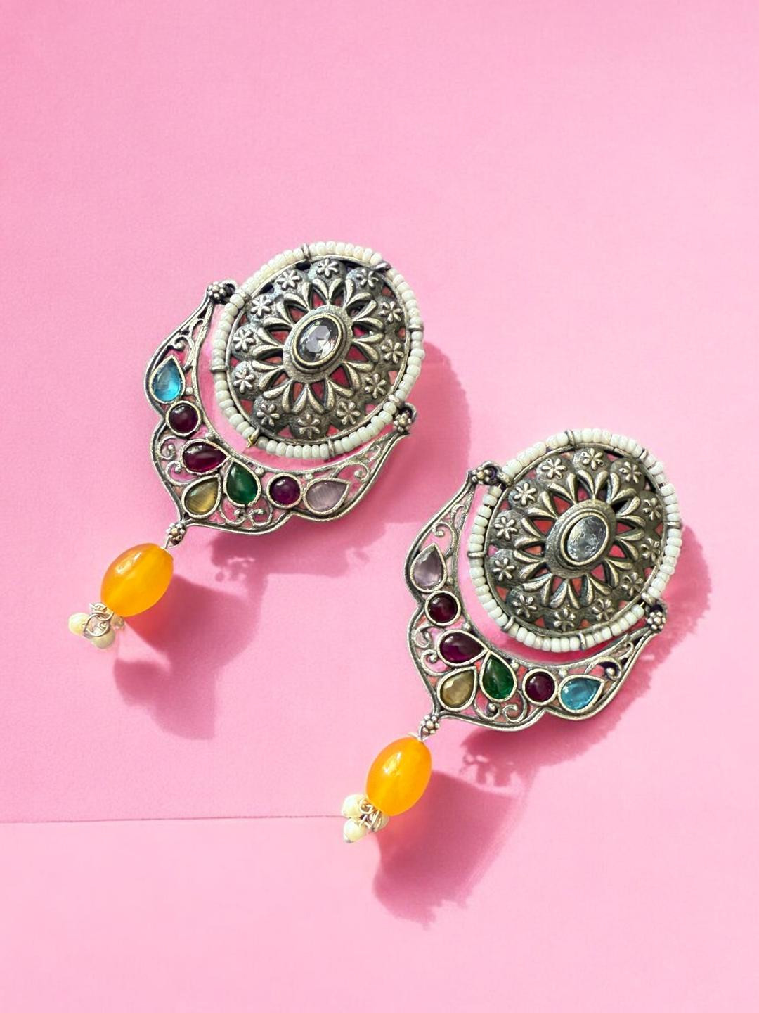 Sangria Multi Brass Drop Earrings