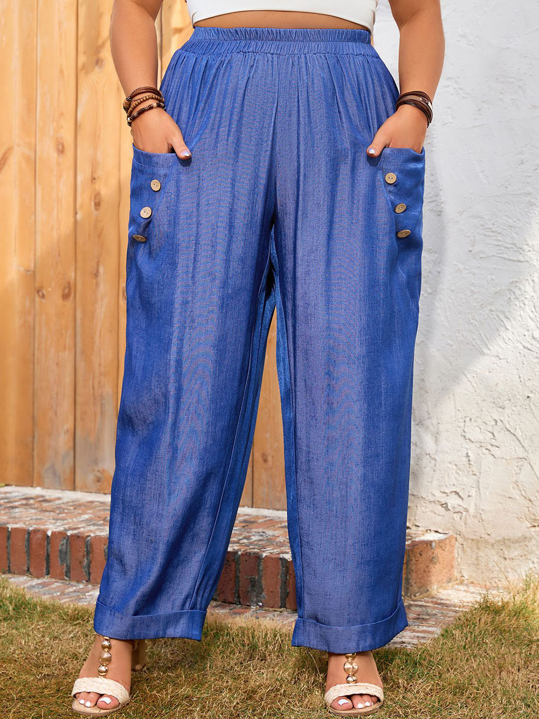 StyleCast x Revolte Women Plus Size Relaxed Fit Pleated Trousers