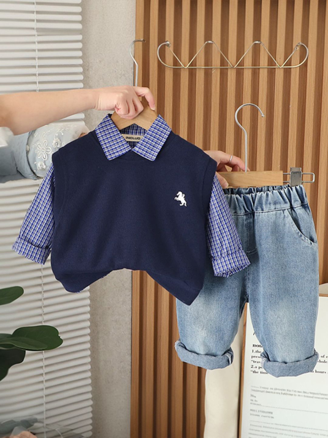INCLUD Boys Checked Shirt With Denim Pants