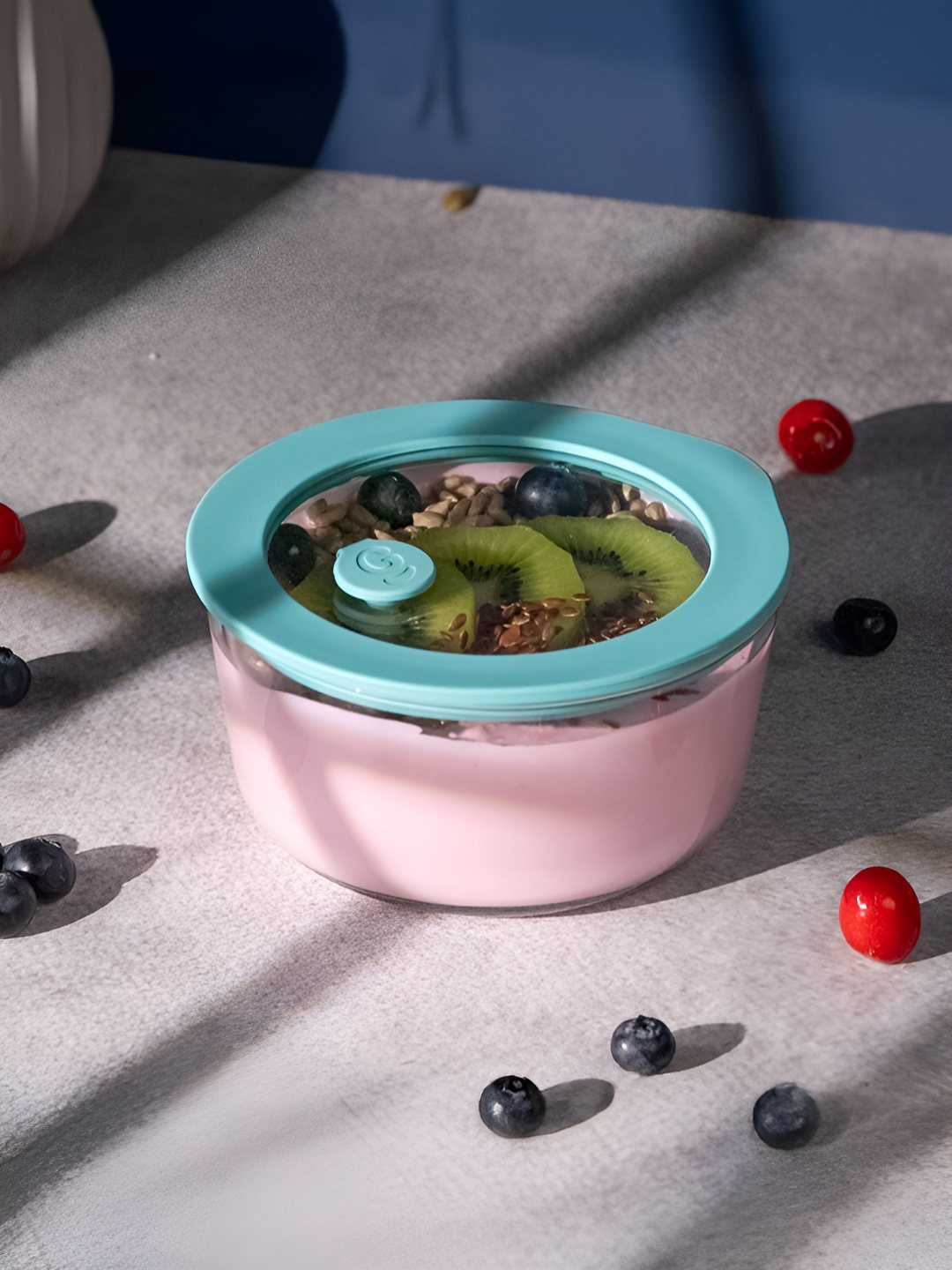 Glasafe Borosilicate Glass Green Bowl With Lid For Serving & Mixing  500 ml