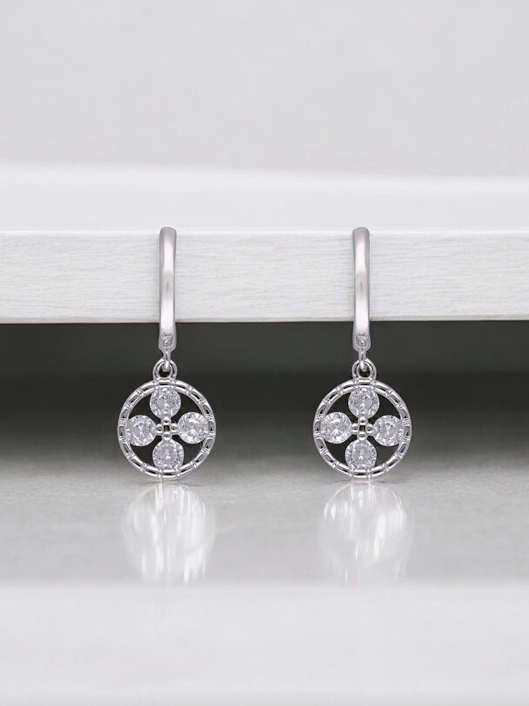 Crash.Club By CKC Silver-Plated Zircon Studded Circular Shaped Hoop Earrings