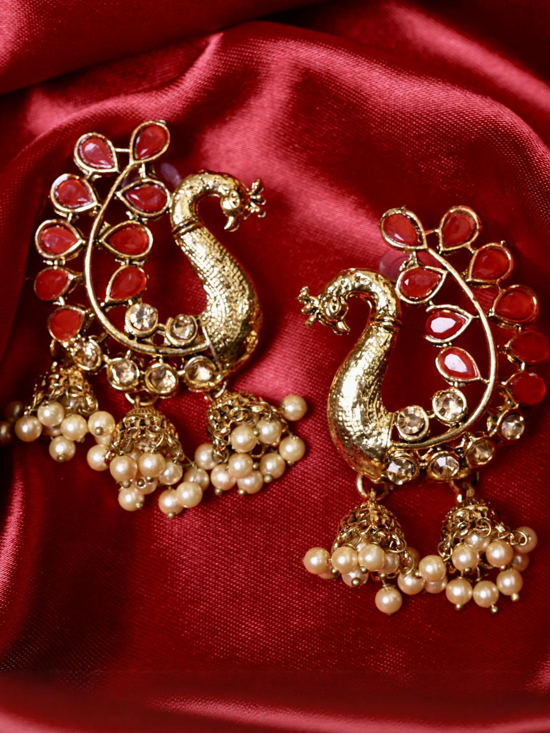 FASHION EMPIRE Gold-Plated Dome Shaped Brass Jhumkas