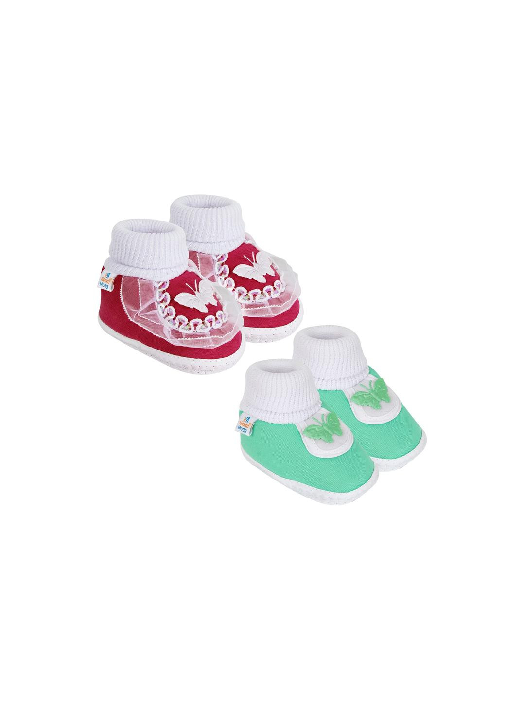 NESKA MODA Unisex Kids Set Of 2 Cotton Belly booties