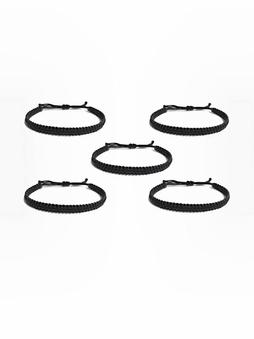 QNAM Black Fabric Zircon Bracelet