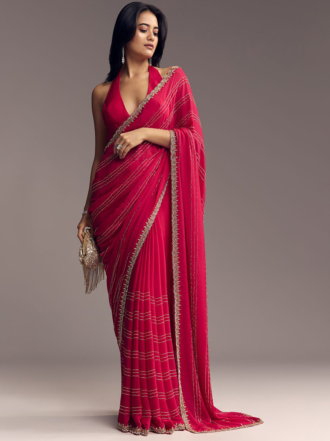 KALKI Fashion Cut Dana Embroidered Chinon Saree