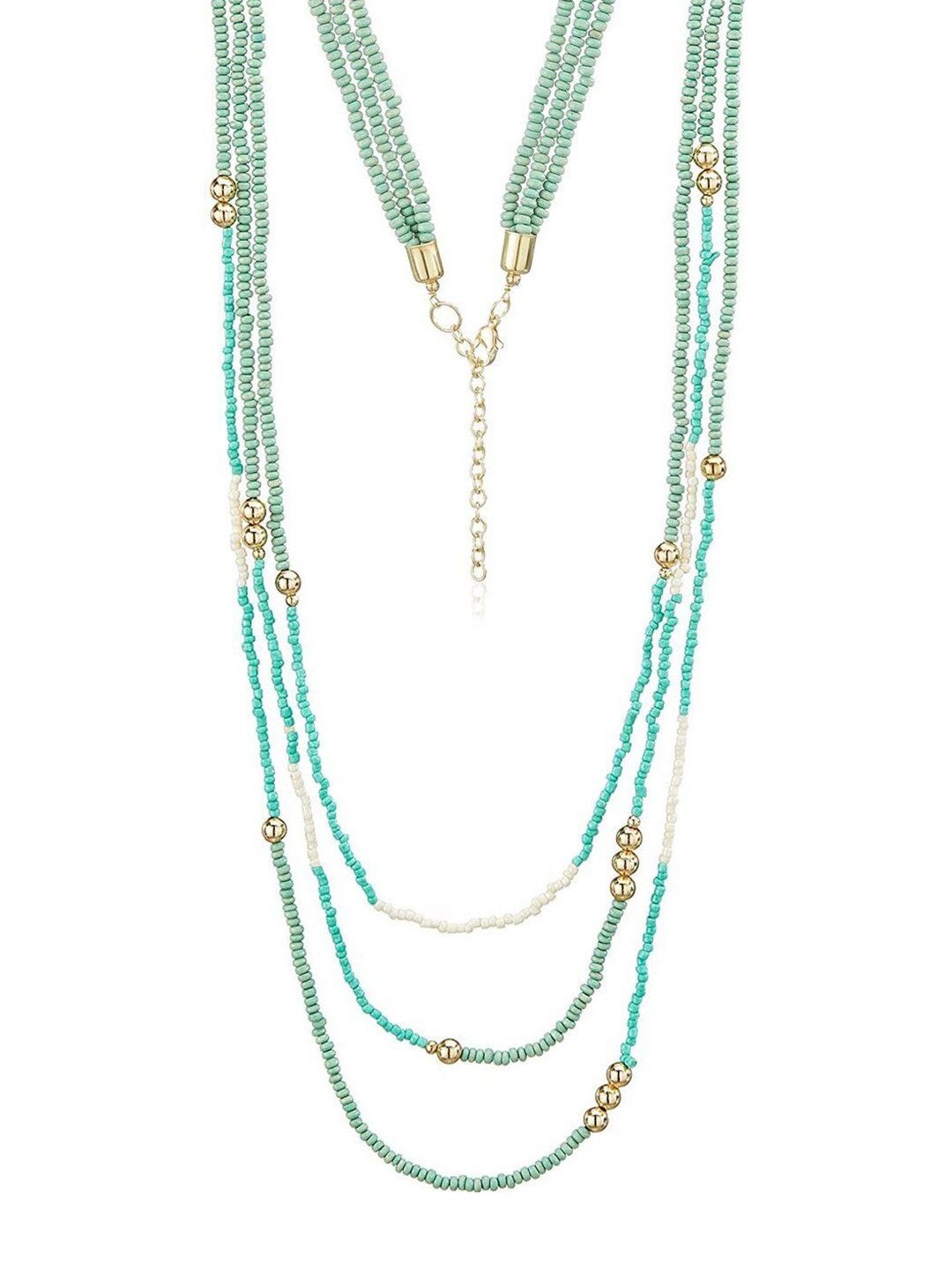 CHAHAT ACCESSORIES Brass-Plated Artificial Beads Layered Necklace