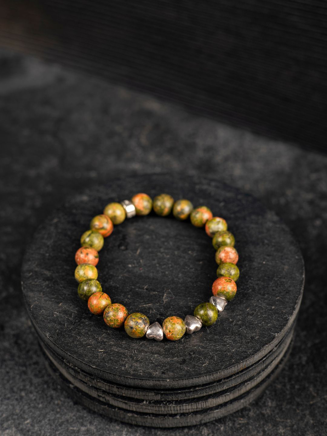 Stone Story By Shruti Rhodium-Plated Sterling Silver Heart Charm Bracelet